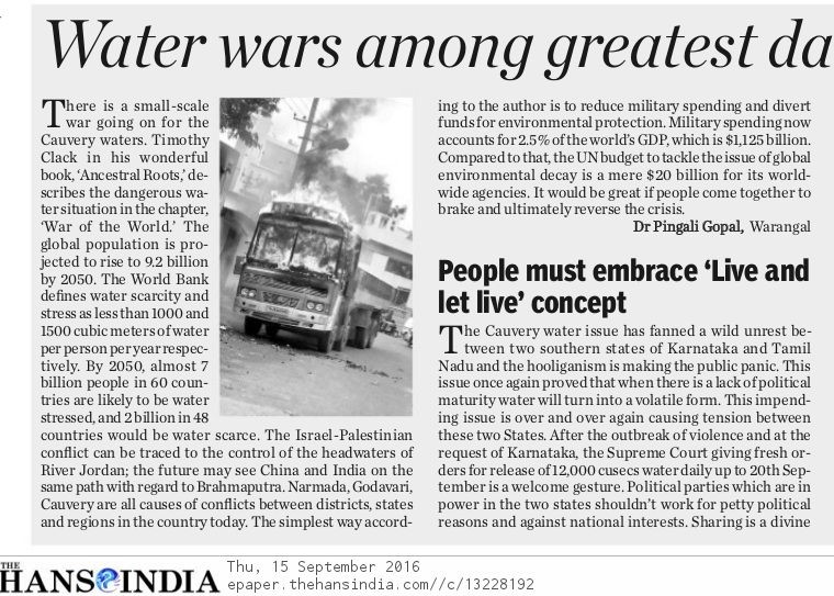 letter on water wars of Cauvery in Karnataka (2)